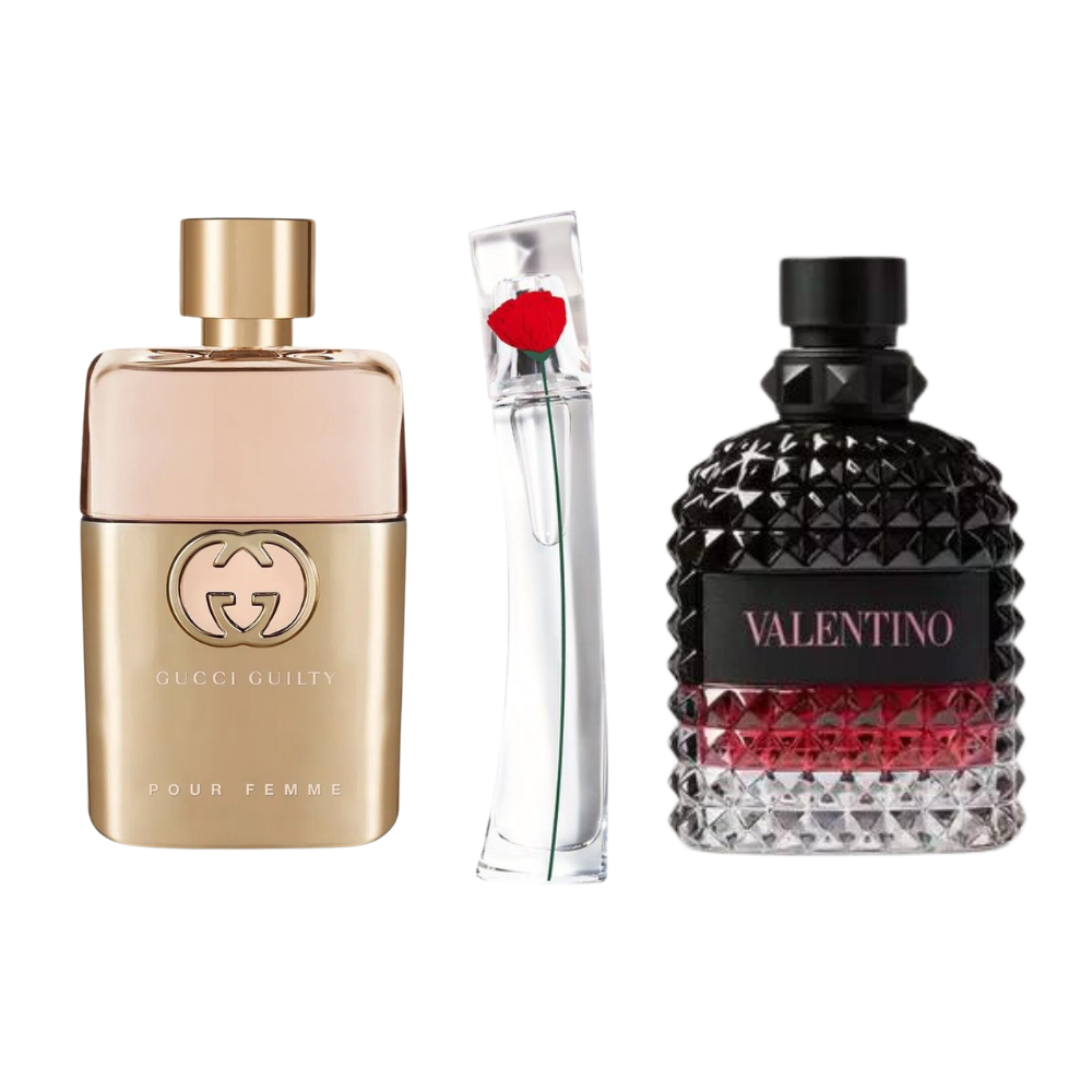 3 Profumi Gucci Guilty, Valentino Intense, Flower By Kenzo (Eau Parfum) - Profumi per donne