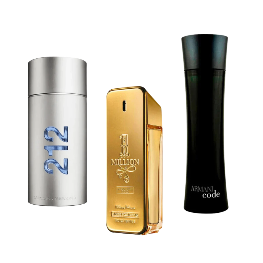 3 Profumi: 212 Men NYC, Paco Rabanne One Million, Armani Code Homme (Eau de Parfum)  - Profumi per uomini