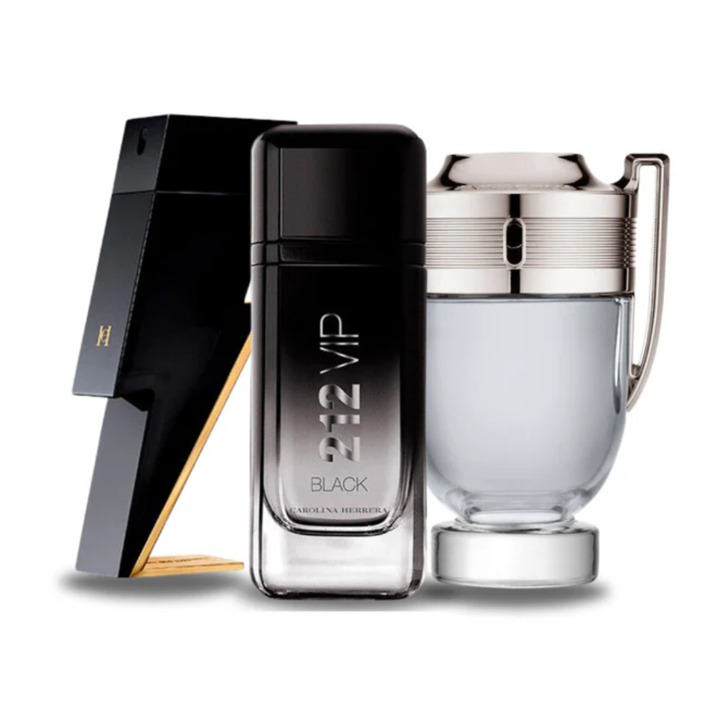 3 Profumi: Carolina Herrera BAD BOY, Carolina Herrera 212 VIP BLACK e Paco Rabanne INVICTUS 100ml (Eau de Parfum) - Profumi per uomini